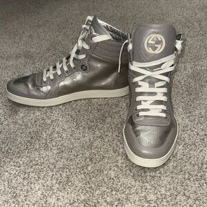 Gucci Size 11.5 Men’s Shoes - Silver Gray High-Top Sneakers Rare Vintage GG Hi
